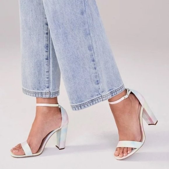 NIB JUSTFAB LORELAI PASTEL TIE DYE BLOCK HEELED SANDAL (8.5 & 9) - Picture 2 of 10